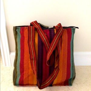 Handmade Peruvian multicolor tote bag